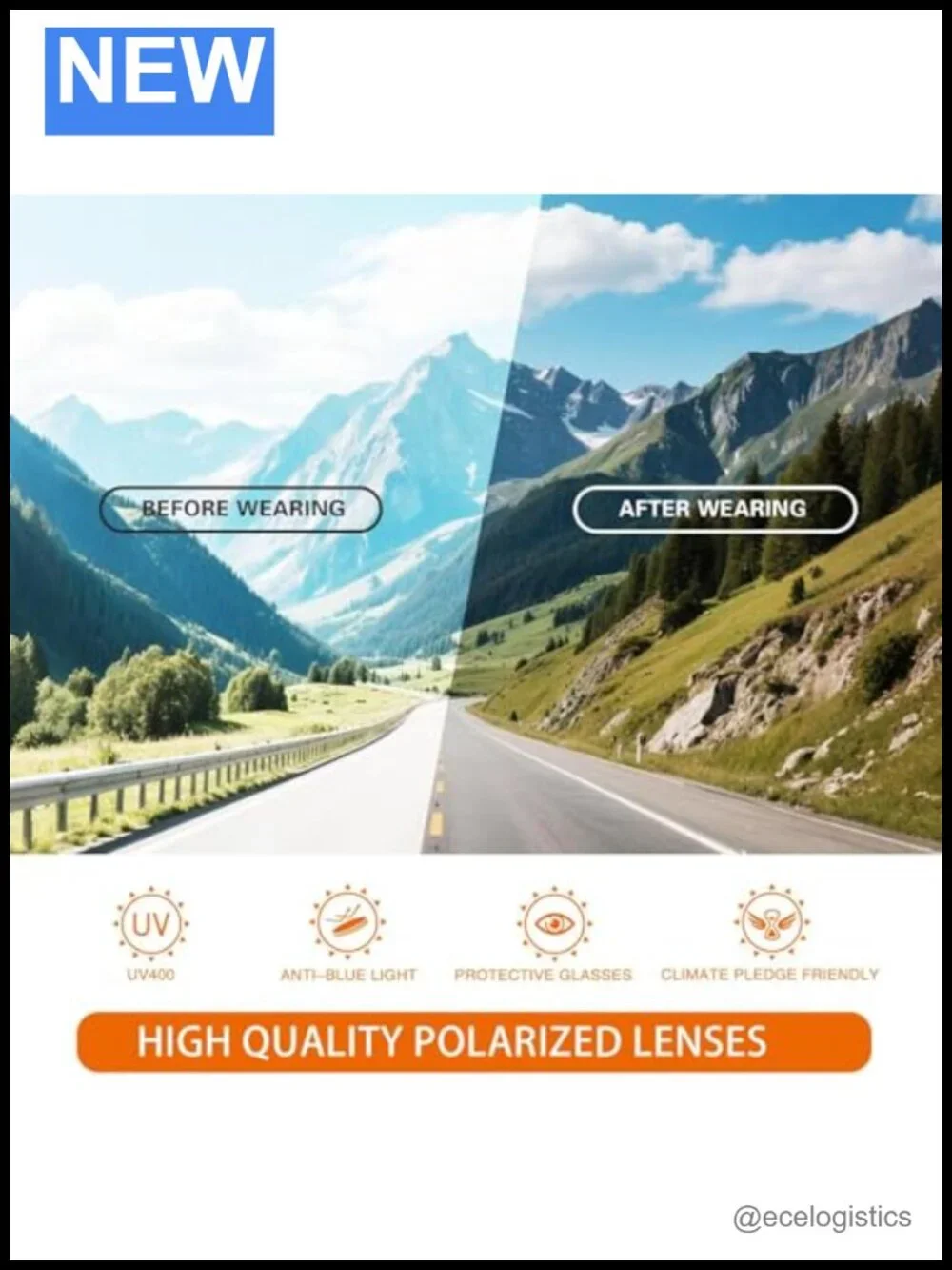Polarized Sports Sunglasses UV400 Protection Wrap Around for Men